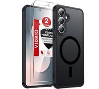 LeYi Funda Magnética para Samsung Galaxy S25 FE / S25FE [NO S25], Compatible con MagSafe [2X Protector de Pantalla] Movil Carcasa Antigolpes Helada Translúcida Antihuellas Cuerpo Completo Capa, Negro