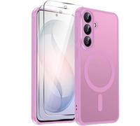 LeYi Funda Magnética para Samsung Galaxy S26 FE / S26FE [NO S26], Compatible con MagSafe [2X Protector de Pantalla] Movil Carcasa Antigolpes Helada Translúcida Antihuellas Cuerpo Completo Capa, Rosa