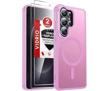 LeYi Funda Magnética para Samsung Galaxy S26 Ultra[NO S26], Compatible con MagSafe [2X Protector de Pantalla] Movil Carcasa Antigolpes Helada Translúcida Antihuellas Cuerpo Completo Capa, Rosa