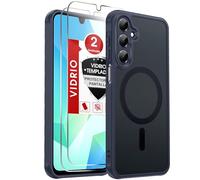 LeYi Funda Mate para Samsung Galaxy A16 4G / 5G y Protector de Cámara, Compatible con MagSafe Magnetic, Movil Carcasa Antigolpes Helada Translúcida Antihuellas con 2 Piezas Cristal Templado, Azul