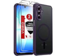 LeYi Funda Mate para Samsung Galaxy A17 5G / 4G y Protector de Cámara, Compatible con MagSafe Magnetic, Movil Carcasa Antigolpes Helada Translúcida Antihuellas con 2 Piezas Cristal Templado, Morado