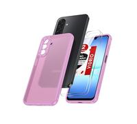 LeYi Funda Mate para Samsung Galaxy A17/A 17 5G[NO Compatible con MagSafe] con 2 PCs Cristal Templado, Movil Carcasa Antigolpes Antihuellas y Protector de Cámara, Rosa