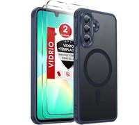 LeYi Funda Mate para Samsung Galaxy A26 4G / 5G y Protector de Cámara, Compatible con MagSafe Magnetic, Movil Carcasa Antigolpes Helada Translúcida Antihuellas con 2 Piezas Cristal Templado, Azul