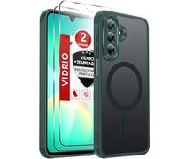 LeYi Funda Mate para Samsung Galaxy A26 4G / 5G y Protector de Cámara, Compatible con MagSafe Magnetic, Movil Carcasa Antigolpes Helada Translúcida Antihuellas con 2 Piezas Cristal Templado, Verde