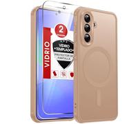 LeYi Funda Mate para Samsung Galaxy A36 4G/5G y Protector de Cámara, Compatible con MagSafe Magnetic, Movil Carcasa Antigolpes Helada Translúcida Antihuellas con 2 Piezas Cristal Templado, Verde Menta