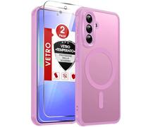 LeYi Funda Mate para Samsung Galaxy A36 4G / 5G y Protector de Cámara, Compatible con MagSafe Magnetic, Movil Carcasa Antigolpes Helada Translúcida Antihuellas con 2 Piezas Cristal Templado, Rosa