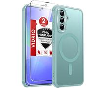 LeYi Funda Mate para Samsung Galaxy A36 4G / 5G y Protector de Cámara, Compatible con MagSafe Magnetic, Movil Carcasa Antigolpes Helada Translúcida Antihuellas con 2 Piezas Cristal Templado, Dorado