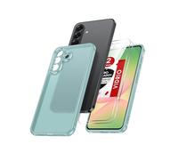 LeYi Funda Mate para Samsung Galaxy A57/A 57 y Protector de Cámara,Movil Carcasa Antigolpes Antihuellas, 2 PCs Cristal Templado, Verde Menta