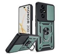 LeYi Funda para Honor 200 Pro 5G, Carcasa Cubierta de cámara Deslizante Proteger Anillo Soporte Silicona TPU Armor Bumper Case, Verde