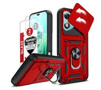 LeYi Funda para Honor 400 Lite 5G（No para Honor 400, con [2-Unidades] Cristal Vidrio Templado, Carcasa Cubierta de cámara Deslizante Proteger Anillo Soporte Silicona TPU Armor Bumper Case, Rojo