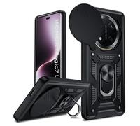 LeYi Funda para Honor Magic7 Lite 5G（No para Honor Magic7/Honor Magic7 Pro, Carcasa Cubierta de cámara Deslizante Proteger Anillo Soporte Silicona TPU Armor Bumper Case, Negro