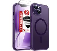 LeYi Funda para iPhone 13, color morado con protector de pantalla, 2 x [ compatible con MagSafe] Magnetkraft Handyhülle i Phone 13 Case[ Vollvolle Kamerschutz] Stoßfest rutschfest Schutzhülle iPhone13