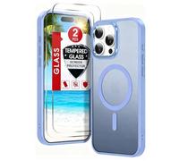 LeYi Funda para iPhone 16 Pro Compatible con MagSafe Magnética, con 2× Cristal Templado, Carcasa Translúcido Esmerilado Antigolpes Case para iPhone 16 Pro, Azul