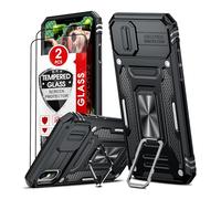 LeYi Funda para iPhone XS/iPhone X/iPhone 10, con [2-Unidades] Cristal Vidrio Templado,Carcasa Cubierta de cámara Deslizante Proteger 360 Full Protección Anillo Soporte Bumper Case,Negro