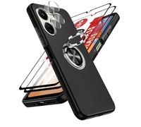 LeYi Funda para Redmi 13C/13 C 4G (No para 5G) con 2× Protector de Lente de Cámara,2× Protector de Pantalla, Carcasa con 360 Grados Metálico Anillo Hard PC Silicona Antigolpes Case, Negro