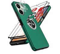 LeYi Funda para Redmi 13C/13C 4G (No para 5G) con 2× Protección de Lente y Pantalla, Carcasa Metálica 360° Hard PC Silicona Antigolpes, Verde