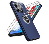 LeYi Funda para Redmi Note 13 4G con 2× Protector de Lente de Cámara,2× Protector de Pantalla, Carcasa con 360 Grados Metálico Anillo Hard PC Silicona Antigolpes Case, Azul