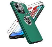 LeYi Funda para Redmi Note 13 4G con 2× Protector de Lente de Cámara,2× Protector de Pantalla, Carcasa con 360 Grados Metálico Anillo Hard PC Silicona Antigolpes Case, Verde