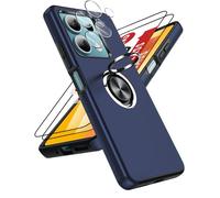 LeYi Funda para Redmi Note 13 5G con 2× Protector de Lente de Cámara,2× Protector de Pantalla, Carcasa con 360 Grados Metálico Anillo Hard PC Silicona Antigolpes Case, Azul