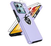 LeYi Funda para Redmi Note 13 5G con 2× Protector de Lente de Cámara,2× Protector de Pantalla, Carcasa con 360 Grados Metálico Anillo Hard PC Silicona Antigolpes Case, Morado