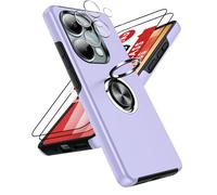 LeYi Funda para Redmi Note 13 Pro 4G, 2× Protector de Lente de Cámara y Pantalla, Carcasa Metálica 360 Grados, Hard PC Silicona Antigolpes, Morado