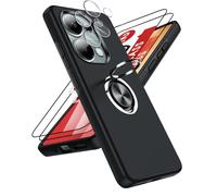 LeYi Funda para Redmi Note 13 Pro 4G con 2× Protector de Lente de Cámara,2× Protector de Pantalla, Carcasa con 360 Grados Metálico Anillo Hard PC Silicona Antigolpes Case, Negro