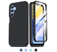 LeYi Funda para Samsung Galaxy A15/A 15 4G/5G, Carcasa con Protector de Pantalla Integrado, 360 Grados Full Protección Antigolpes Antichoque Resistente Silicona Armor Bumper TPU Case,Negro