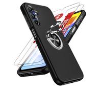 LeYi Funda para Samsung Galaxy A15/A 15 4G/5G con [2-Unidades] Cristal Templado, Armor Carcasa con 360 Grados Metálico Anillo Hard PC Silicona Bumper Antigolpes Case, Negro