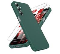 LeYi Funda para Samsung Galaxy A16/A 16 4G/5G, Ultra Slim Carcasa con 2pcs Cristal Templado, Silicona Liquida Capa Suave Movil Protector Case Forro Microfibra Antiarañazos Cover, Verde