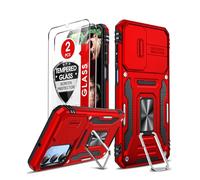 LeYi Funda para Samsung Galaxy A16, Armor Carcasa Uso Rudo Cubierta de Cámara Deslizante Proteger 360 Full Protección Anillo Soporte Bumper Case, Rojo