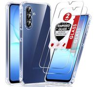 LeYi Funda para Samsung Galaxy A17/A 17 4G/5G 5 G con [2-Unidades] Cristal Templado, Case Silicona Soft Skin TPU 8+ram 128gb 256gb Movil Carcasa Anti - Amarillo Antigolpes Cover, Transparente
