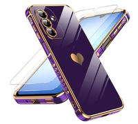LeYi Funda para Samsung Galaxy A17/A 17 4G/5G 5 G, Silicona Carcasa con 2pcs Cristal Templado, Amor Mujer Estuche Corazón Capa Protector Resistente Antigolpes Cover 8 +256gb ram Móvil Case, Oscuro