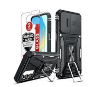 LeYi Funda para Samsung Galaxy A17/A 17 5G, Armor Carcasa Uso Rudo Cubierta de Cámara Deslizante Proteger 360 Full Protección Anillo Soporte Bumper Case, Negro