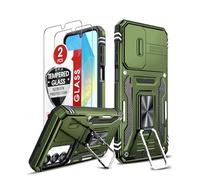 LeYi Funda para Samsung Galaxy A17/A 17 5G, Armor Carcasa Uso Rudo Cubierta de Cámara Deslizante Proteger 360 Full Protección Anillo Soporte Bumper Case, Verde Oliva