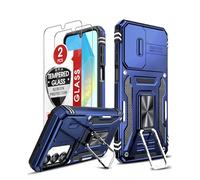 LeYi Funda para Samsung Galaxy A17/A 17 5G, Armor Carcasa Uso Rudo Cubierta de Cámara Deslizante Proteger 360 Full Protección Anillo Soporte Bumper Case, Azul