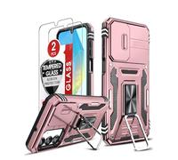 LeYi Funda para Samsung Galaxy A17/A 17 5G, Armor Carcasa Uso Rudo Cubierta de Cámara Deslizante Proteger 360 Full Protección Anillo Soporte Bumper Case, Rosa