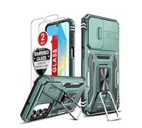 LeYi Funda para Samsung Galaxy A17/A 17 5G, Armor Carcasa Uso Rudo Cubierta de Cámara Deslizante Proteger 360 Full Protección Anillo Soporte Bumper Case, Verde Claro