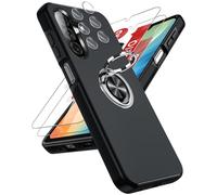 LeYi Funda para Samsung Galaxy A26/A 26 5G 5 G Movil Carcasa,2X Cristal Templado，2X De Lentede Protector Pantalla,Capa Anillo Giratorio 360 Ring Metal Cover,TPU Antigolpes Case,Negro
