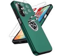 LeYi Funda para Samsung Galaxy A26/A 26 5G 5 G Movil Carcasa,2X Cristal Templado，2X De Lentede Protector Pantalla,Capa Anillo Giratorio 360 Ring Metal Cover,TPU Antigolpes Case,Verde