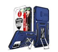 LeYi Funda para Samsung Galaxy A36/A56 5G, Armor Carcasa Uso Rudo Cubierta de Cámara Deslizante Proteger 360 Full Protección Anillo Soporte Bumper Case, Azul