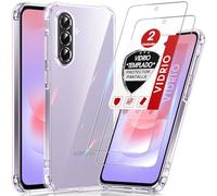 LeYi Funda para Samsung Galaxy A37/A 37 4G/5G 5 G con [2-Unidades] Cristal Templado, Case Silicona Soft Skin TPU 8+ram 128gb 256gb Movil Carcasa Anti - Amarillo Antigolpes Cover, Transparente