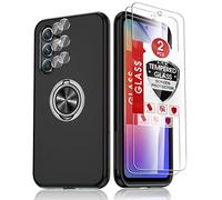 LeYi Funda para Samsung Galaxy A54 5G con 2× Protector de Lente de Cámara,2× Cristal Templado, Armor Carcasa con 360 Grados Metálico Anillo Hard PC Silicona Antigolpes Case para Samsung A54, Negro