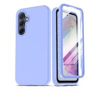 LeYi Funda para Samsung Galaxy A55/A 55 5G, Carcasa con Protector de Pantalla Integrado, 360 Grados Full Protección Antigolpes Antichoque Resistente Silicona Armor Bumper TPU Case,Morado