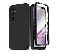 LeYi Funda para Samsung Galaxy A55/A 55 5G, Carcasa con Protector de Pantalla Integrado, 360 Grados Full Protección Antigolpes Antichoque Resistente Silicona Armor Bumper TPU Case,Negro
