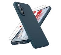 LeYi Funda para Samsung Galaxy A56/A 56 4G/5G, Ultra Slim Carcasa con 2pcs Cristal Templado, Silicona Liquida Capa Suave Movil Protector Case Forro Microfibra Antiarañazos Cover, Azul