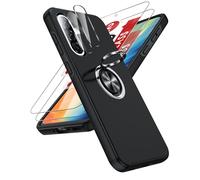 LeYi Funda para Samsung Galaxy A56/A 56 5G 5 G Movil Carcasa,2X Cristal Templado，2X De Lentede Protector Pantalla,Capa Anillo Giratorio 360 Ring Metal Cover,TPU Antigolpes Case,Negro