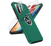 LeYi Funda para Samsung Galaxy A56/A 56 5G 5 G Movil Carcasa,2X Cristal Templado，2X De Lentede Protector Pantalla,Capa Anillo Giratorio 360 Ring Metal Cover,TPU Antigolpes Case,Verde