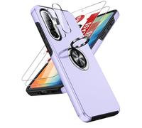 LeYi Funda para Samsung Galaxy A56/A 56 5G 5 G Movil Carcasa,2X Cristal Templado，2X De Lentede Protector Pantalla,Capa Anillo Giratorio 360 Ring Metal Cover,TPU Antigolpes Case,Morado