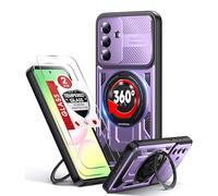 LeYi Funda para Samsung Galaxy A56/A36 5G [2 Protector Pantalla], Carcasa Cubierta cámara AntiChoque Proteger, Case Anillo Soporte Giratorio de 360 Grados con Chapado Capa, Morado