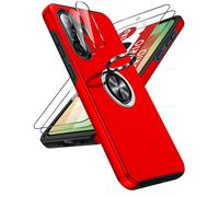 LeYi Funda para Samsung Galaxy A57 5G con 2×Protector Pantalla Carcasa, TPU y PC 256gb Movil Case Blindada Protección Antigolpes Fundas 360 Soporte Metálico Invisible Capa A 57 5 G,Rojo